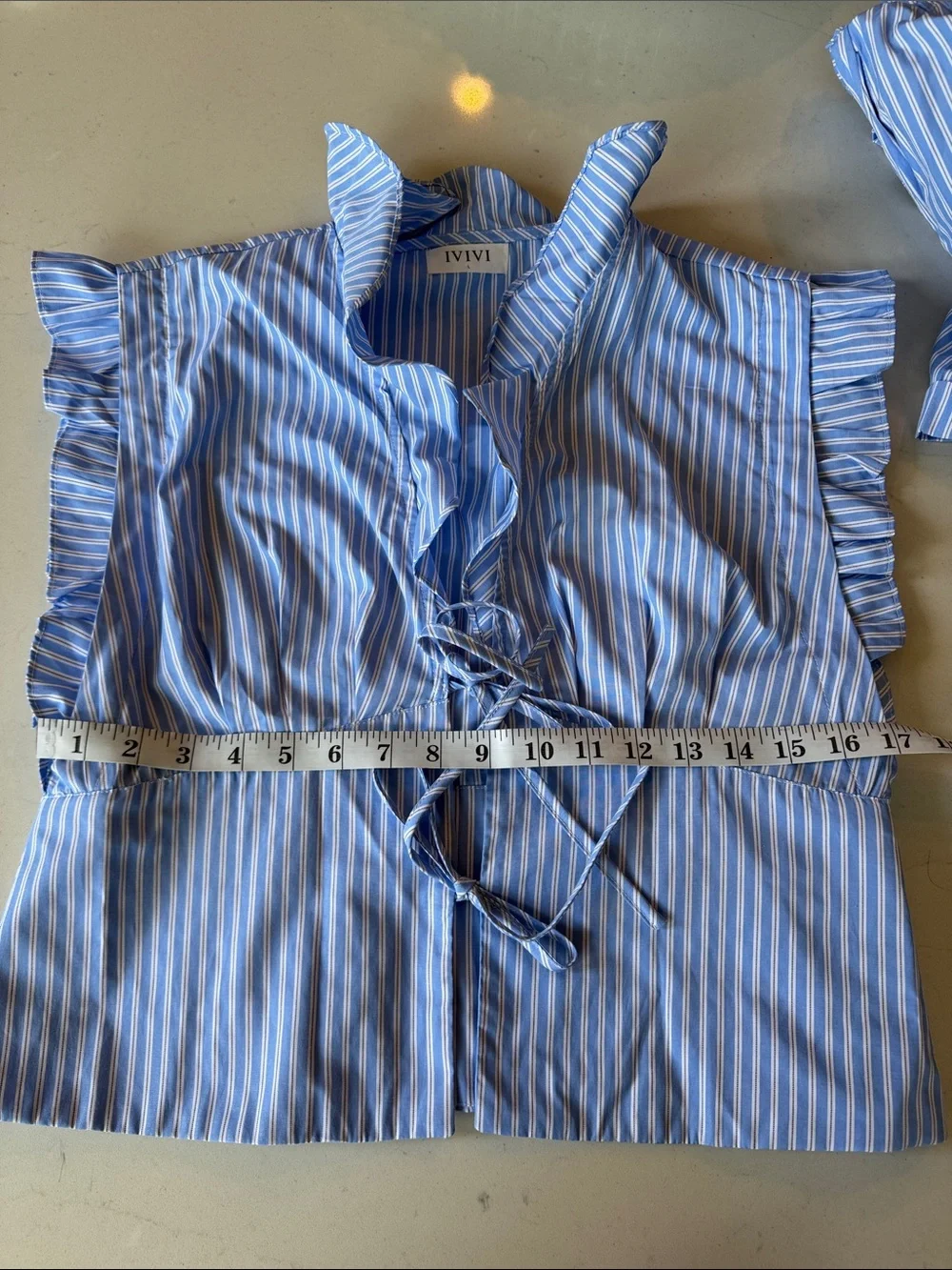 IVIVI Blue Striped Tie-Front Top and shorts Set size L top M bottom